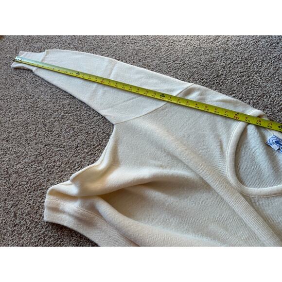 Vintage Izod Lacoste Mens Sweater V Neck Knit Preppy Academia Classic Cream - Picture 3 of 5